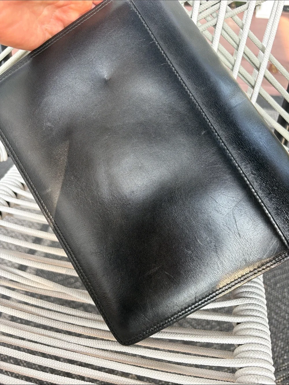 Bally Black Leather Wristlet with Gold-Tone Lock Unisex